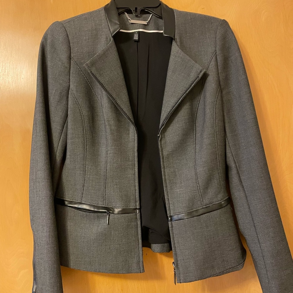 White House black market bomber blazer Silver hardware.Faux leather